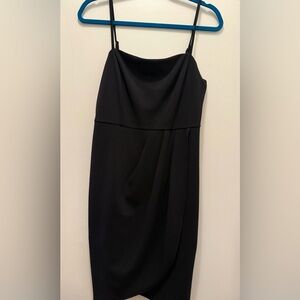 Express Elegant Black Draped Mini Dress